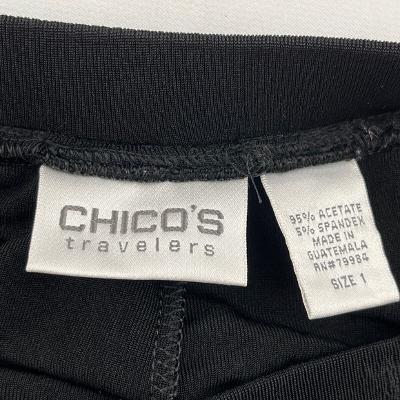 Womens Chico's Travelers 1 US M Skirt‎ Slinky Black Knee Length Elastic Waist - Picture 3 of 3